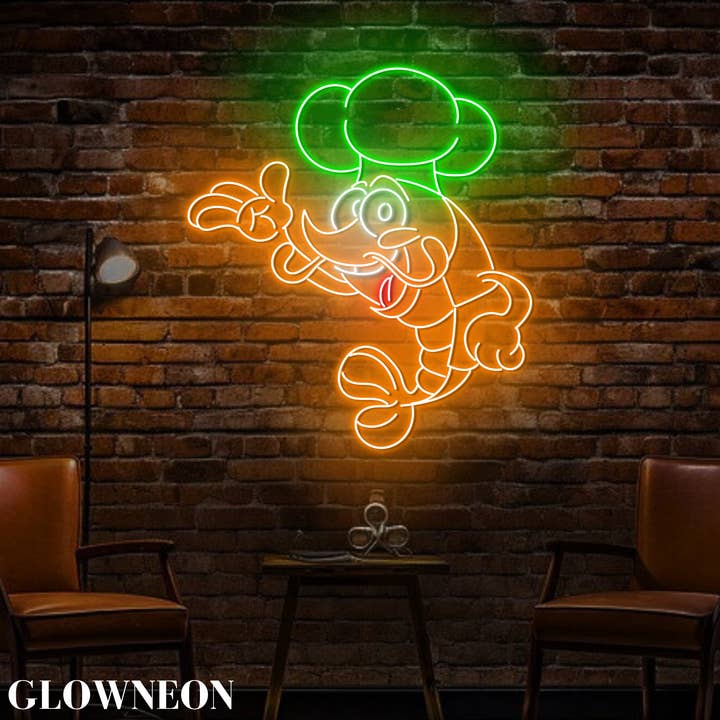 Glow Neon - Wholesale Neon sign - Chef Shrimp Wall Decor, Shrimp Seafood Restaurant Neon Sign1