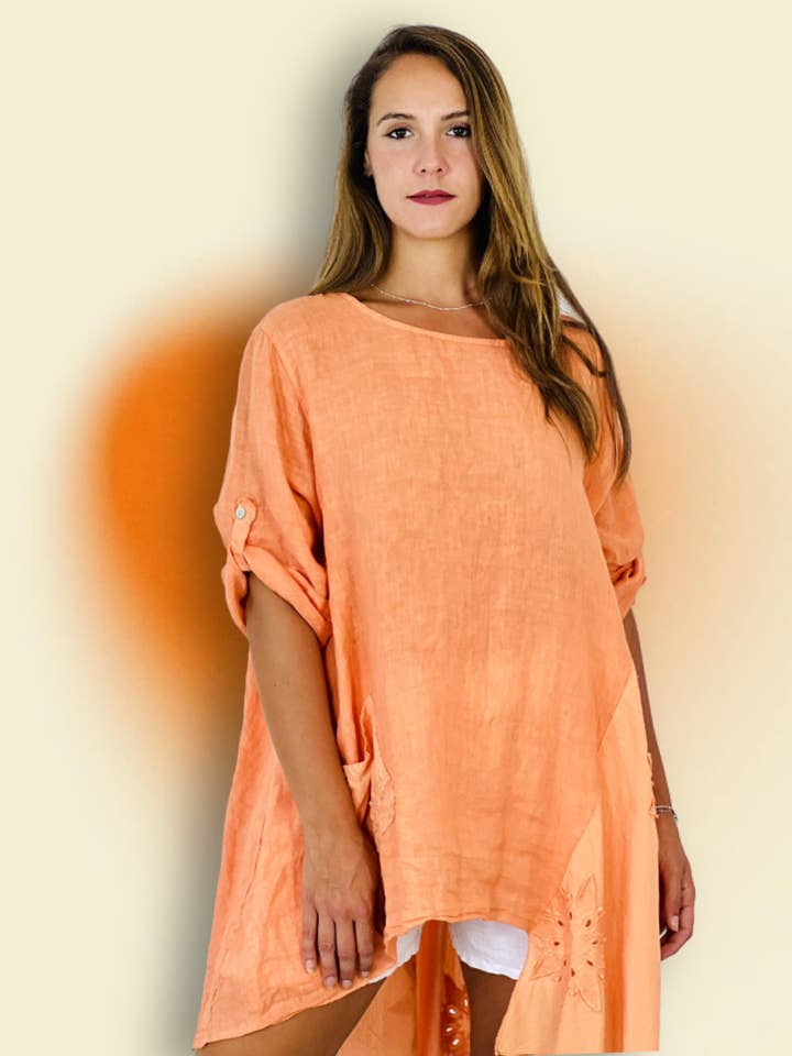 Linen & More - Wholesale Tunic - Women's - REF 11922 100% LINEN LONG BLOUSE