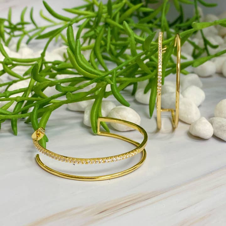 Ellison+Young - Wholesale Hoop Earrings - Doubled Open Top Hoop Earrings