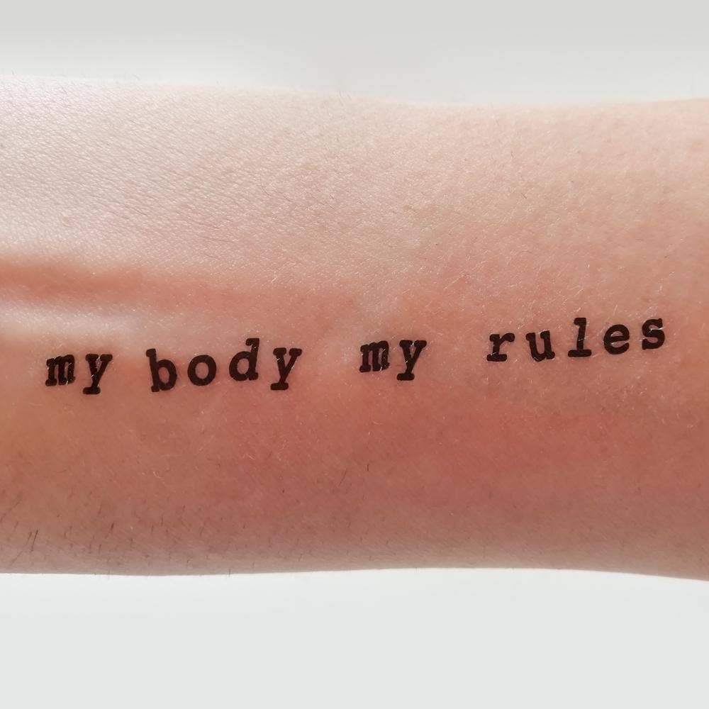 Tattoonie - Wholesale Temporary Tattoo - MY BODY MY RULES Tattoo (Pack of 2)0