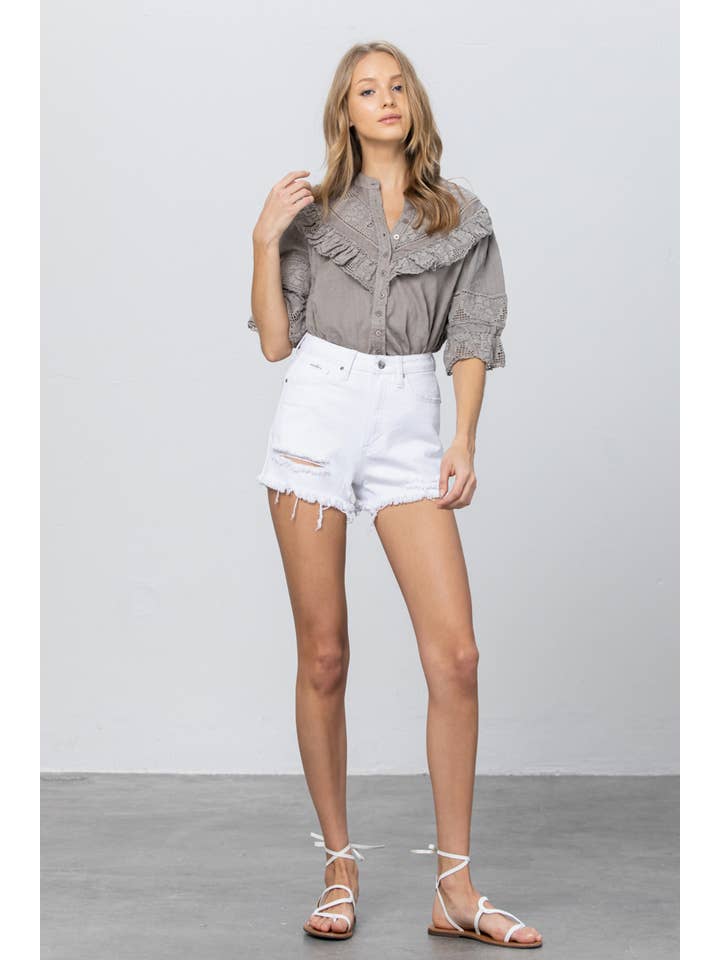 Insane Gene USA - Wholesale Shorts - Women's - High Rise Frayed Hem Distressed Denim Shorts