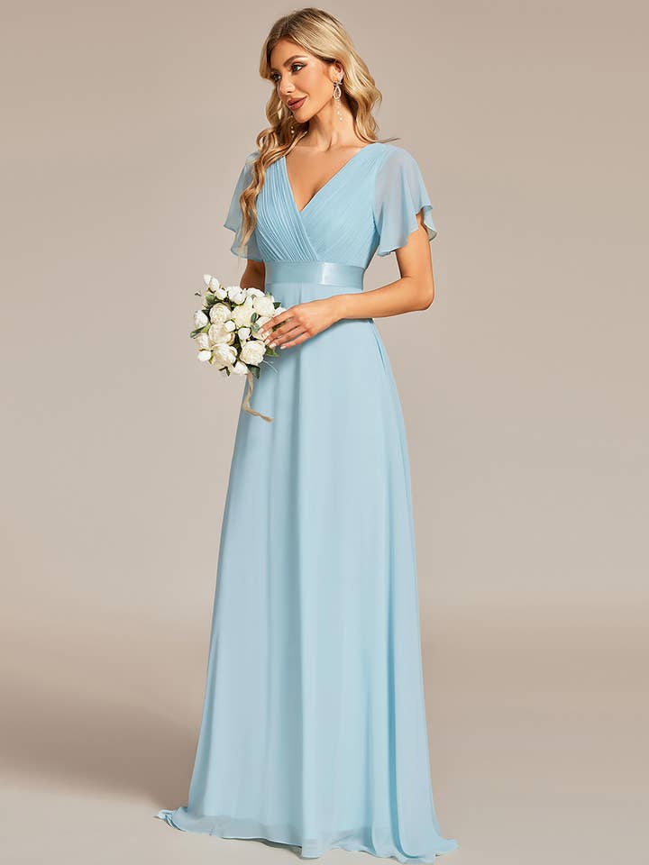 Ever-Pretty - Wholesale Gown – Women's - Double V-Neck Ruffles Chiffon Bridesmaid Dress11