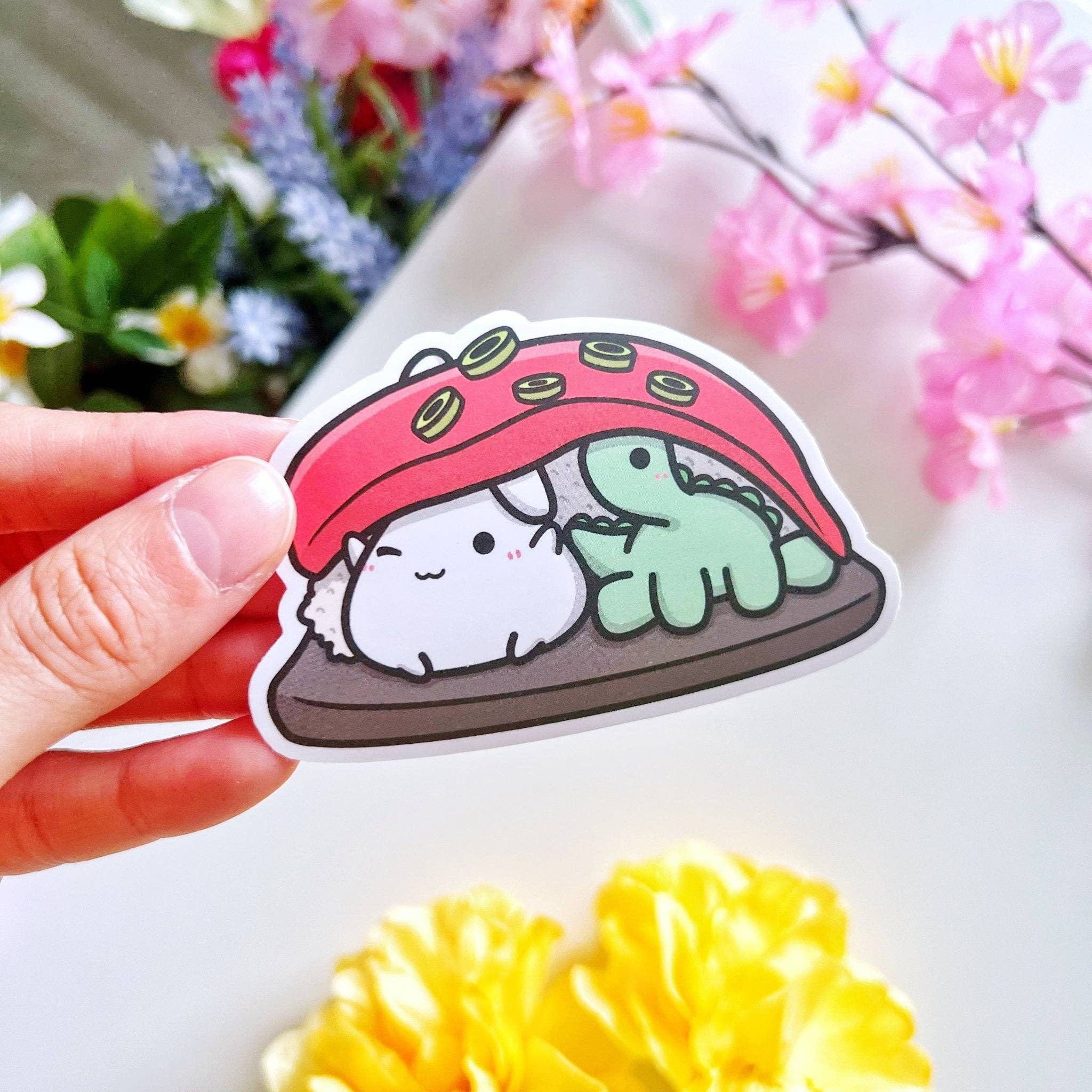 SumLilThings - Wholesale Sticker - Peeking Tuna Sashimi Vinyl Sticker1