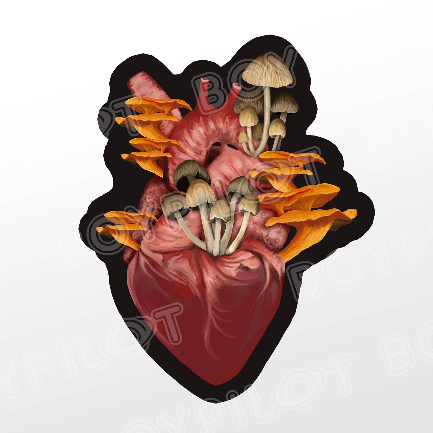 Mushroom Heart Sticker for wholesale by BoyPilot Goods