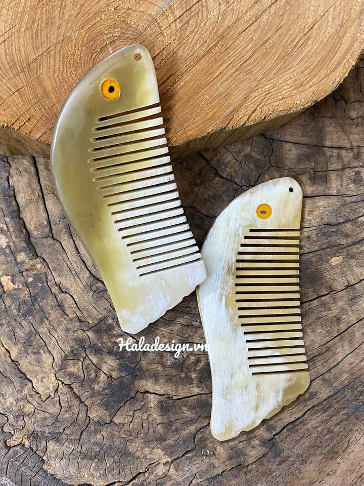 Buffalo Horn Fish Shape Kawaii Comb, Pocket Comb for wholesale by Hala Design