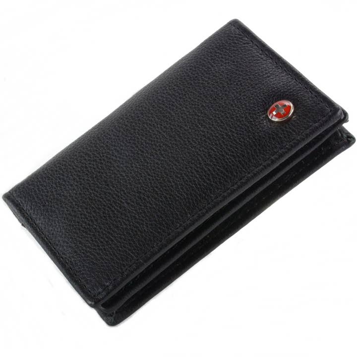 Black Alpine Swiss Expandable Business Card Case Genuine Leather Front Pocket Wallet - PDS039-Parent for wholesale on Faire