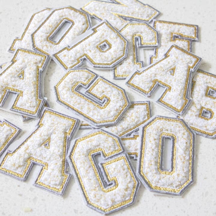 Chenille Adhesive Letter Patch - Gray for wholesale by ThreeTwoOne