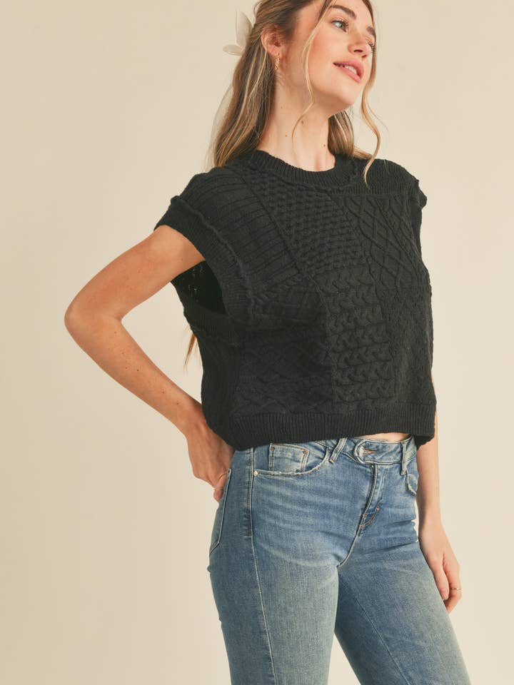 &MERCI – wholesale Tröjväst – Dam – MÖNSTRAD KABELSTICKAD VÄST MSW102233