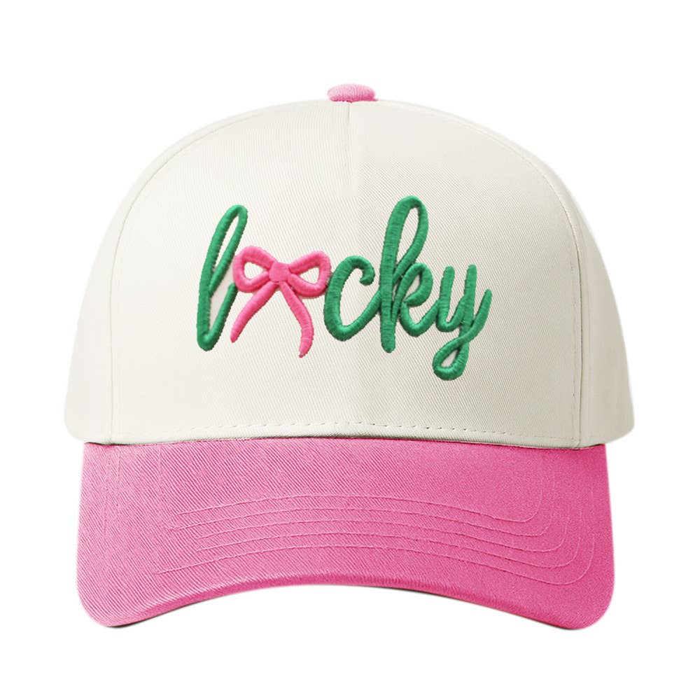 Sensibling Corp. - Vente Casquette de baseball – femme - Casquette de baseball à cinq panneaux en toile brodée "Lucky Message" avec fermeture à pression.1