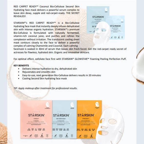 STARSKIN - Wholesale Skincare Face Mask - Starskin® Face Mask - Hydrating Red Carpet Ready™