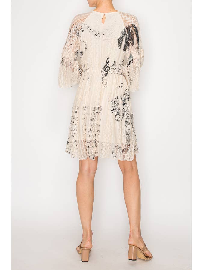 Dreamy Lined Lace Dress w/ Bell Sleeves -4810BG MS for wholesale on Faire2
