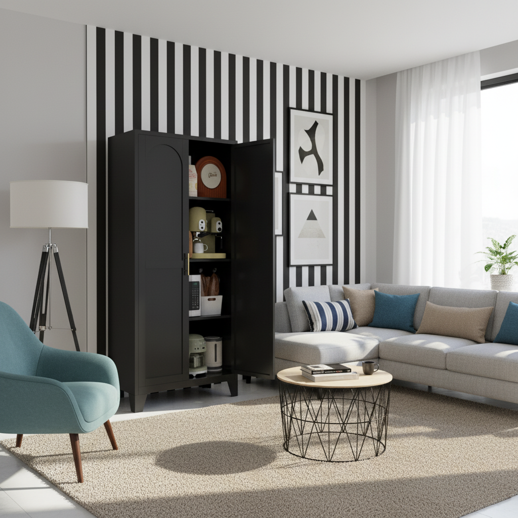 HOMYCASA DESIGN INC - Vente Armoire - Armoire de rangement Shapely Doors avec étagères réglables1