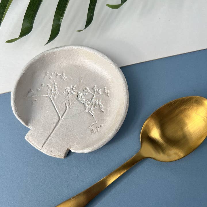 White Wild Flower Spoon Rest for wholesale by Juliet Reeves Designs