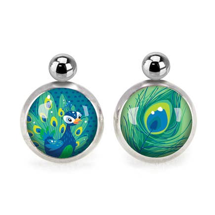 Nomade Peacock Child Beads/Peacock Feather - Silver for wholesale by Les Minis d'Emilie Fiala