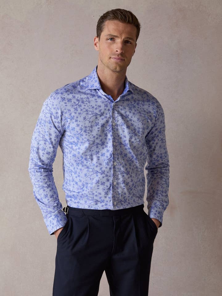 Jacquard Sakura Tree Shirt for wholesale by Blake Mill