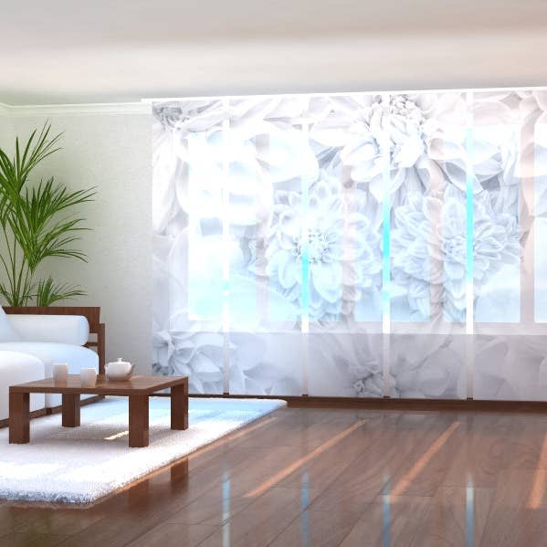 Ensemble de 6 rideaux à panneaux Dahlia blancs pour la vente par IlyDecor