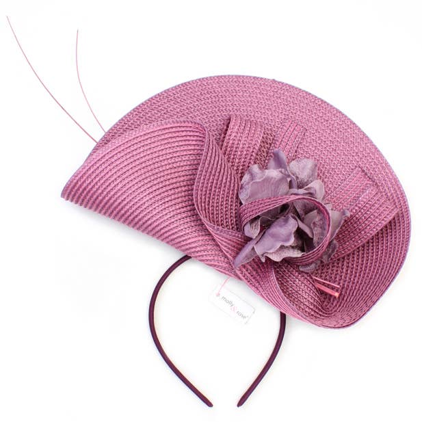 Inca UK – Großhandel Fascinator – Damen – Stil Bernice. Violetter gewebter Fascinator3