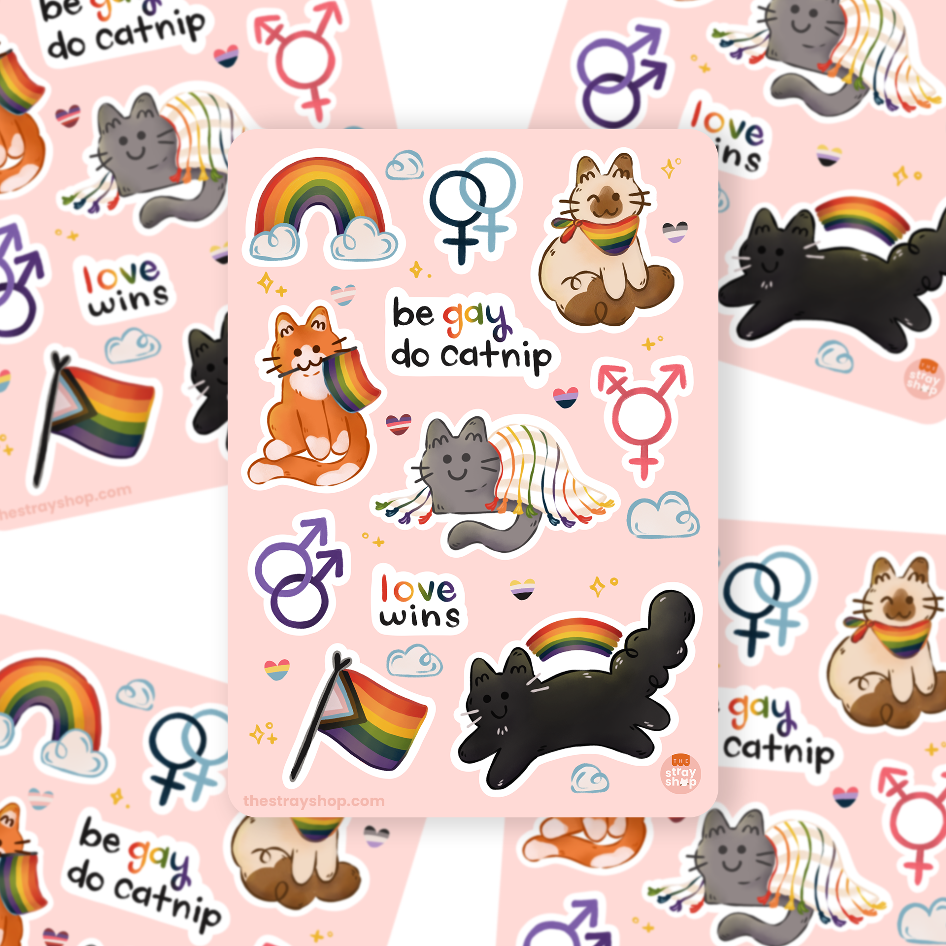 The Stray Shop - Wholesale Sticker - Pride Kitties Sticker Sheet1