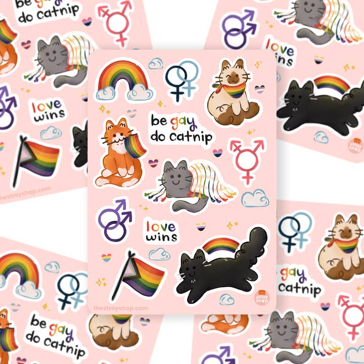 The Stray Shop - Wholesale Sticker - Pride Kitties Sticker Sheet1