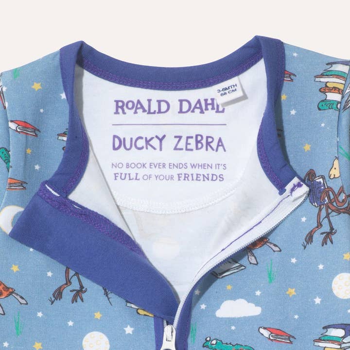 Ducky Zebra: Sustainable Kids' Clothes – wholesale Sleepsuit – Baby – Roald Dahl x Ducky Zebra 'Storytime' Sleepsuit3