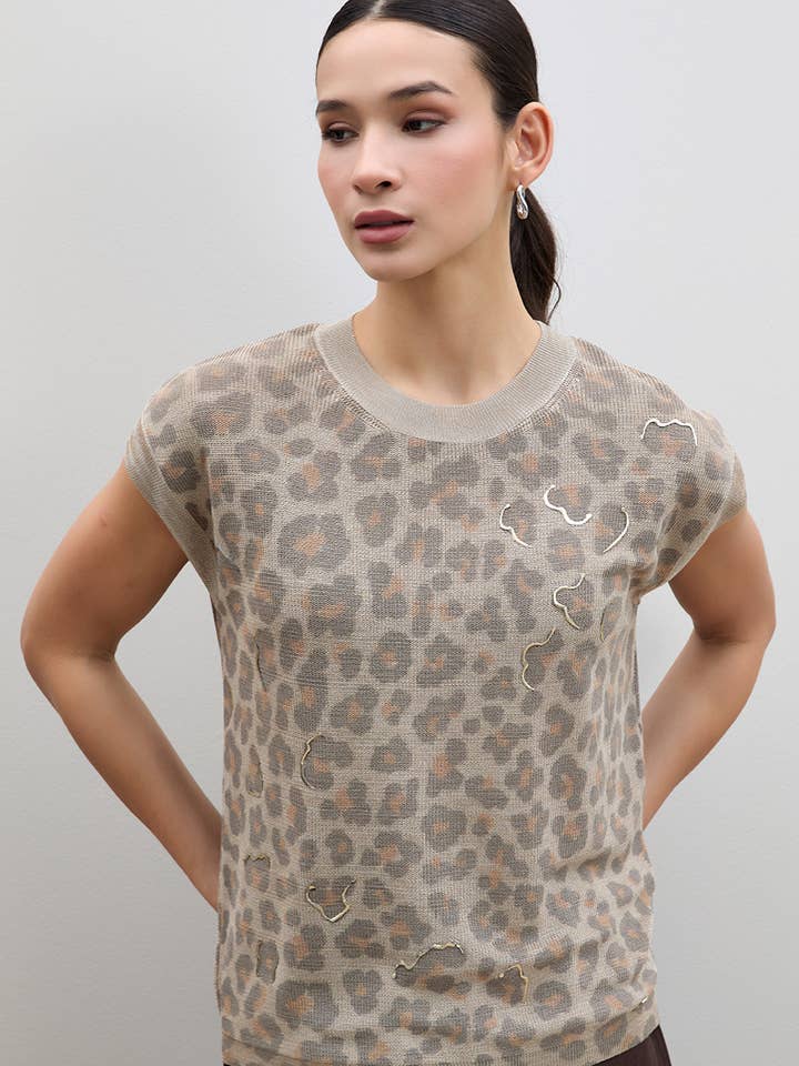 Jersey de punto con estampado animal para venta al por mayor de Serianno