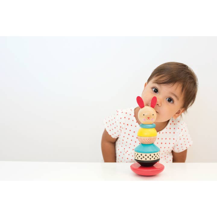 Chronicle Books - Wholesale Stacking Rings Game - Baby - Wooden Rabbit Stacker Toy