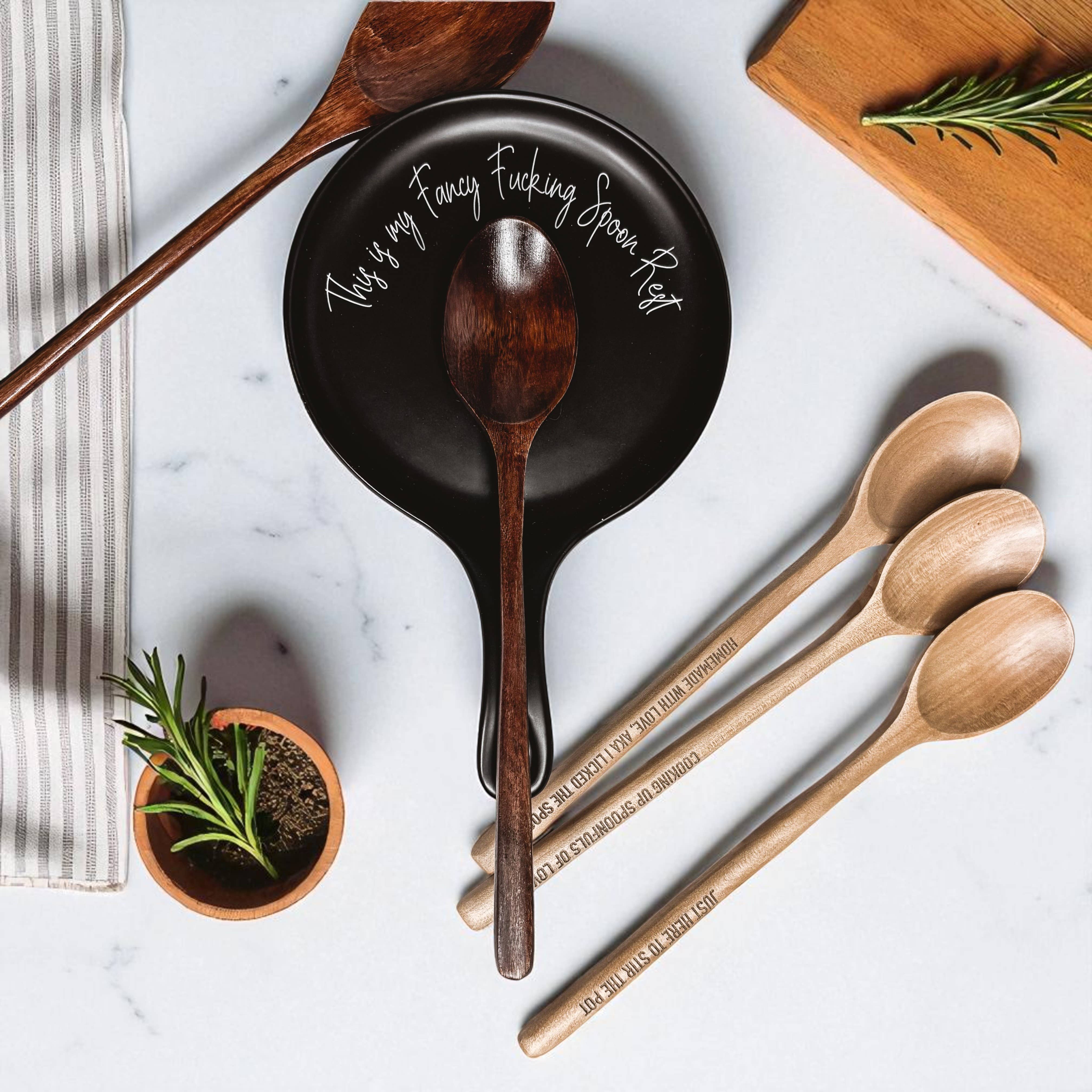 Gia Roma - Vendita all'ingrosso Poggiamestolo - Decorazione da cucina, set di poggia cucchiai in ceramica fatto a mano con cucchiaio in legno44