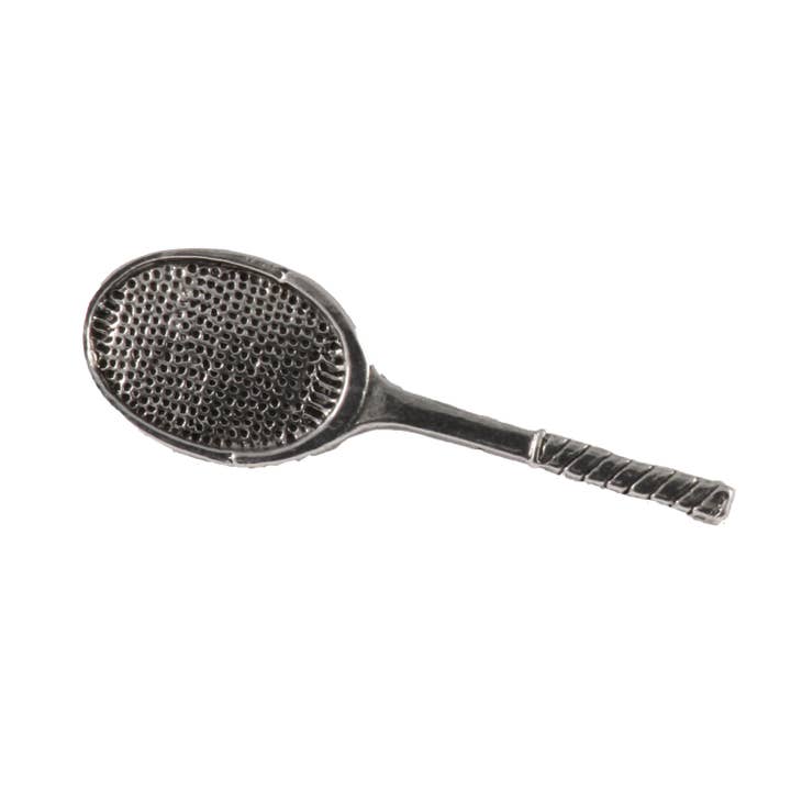Spilla da bavero in peltro per racchetta da tennis, A522 per la vendita all'ingrosso da parte di Creative Pewter Designs
