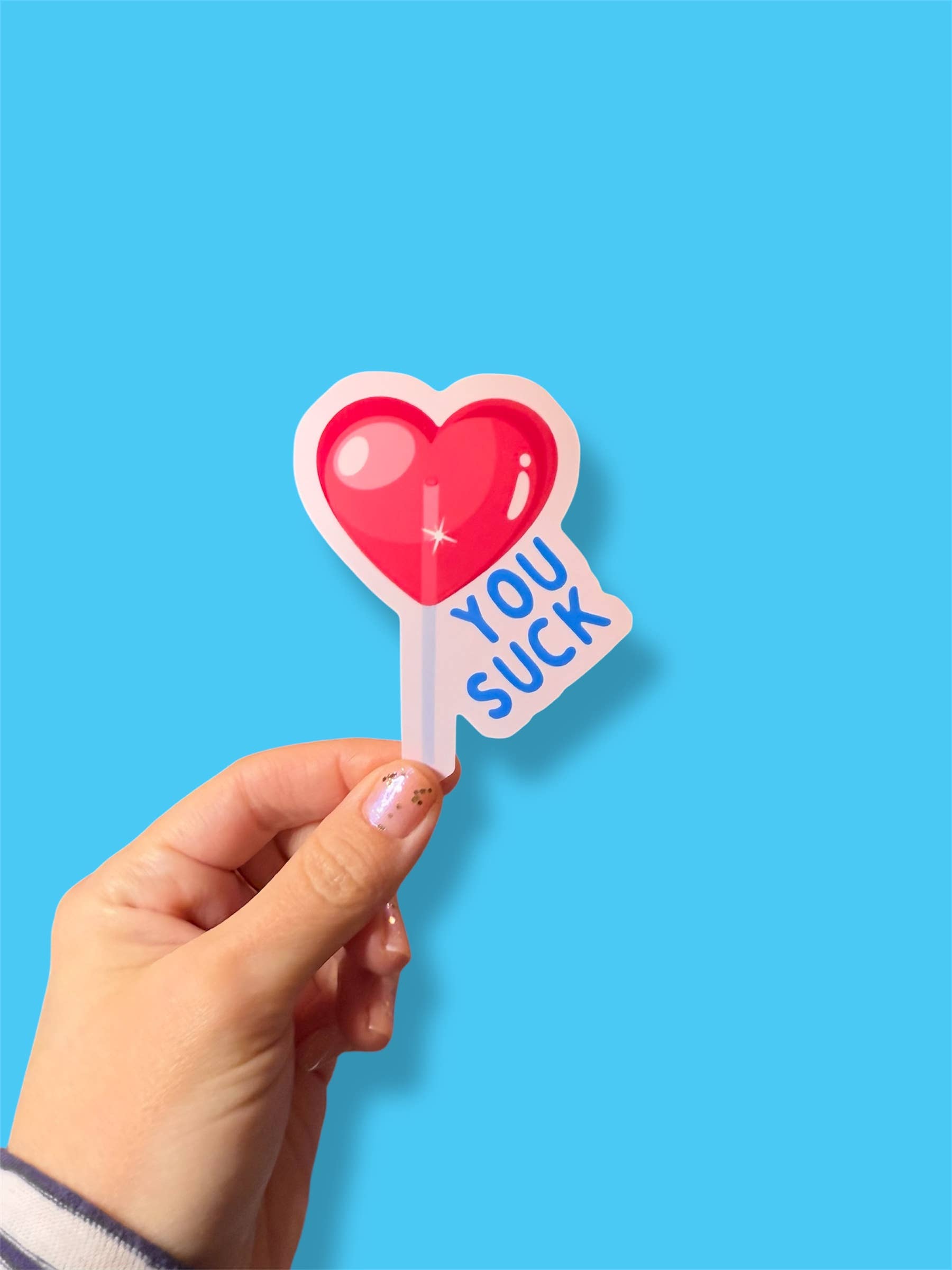Tiny Baker Creations - Wholesale Sticker - You Suck Heart Lollipop Vinyl Sticker | Funny5