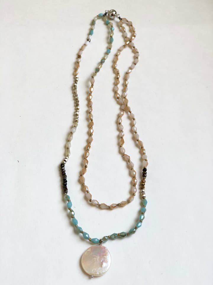 #705TT -Gelaagde munt Pearl Drop voor wholesale door Studio G