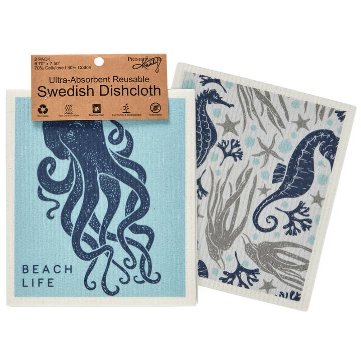 Sea Creatures Swedish Dishcloth Set for wholesale by Primitives by Kathy