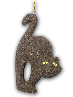 Erik & Mike - Wholesale Ornament - Halloween ornament black cat hand carved & hand glittered