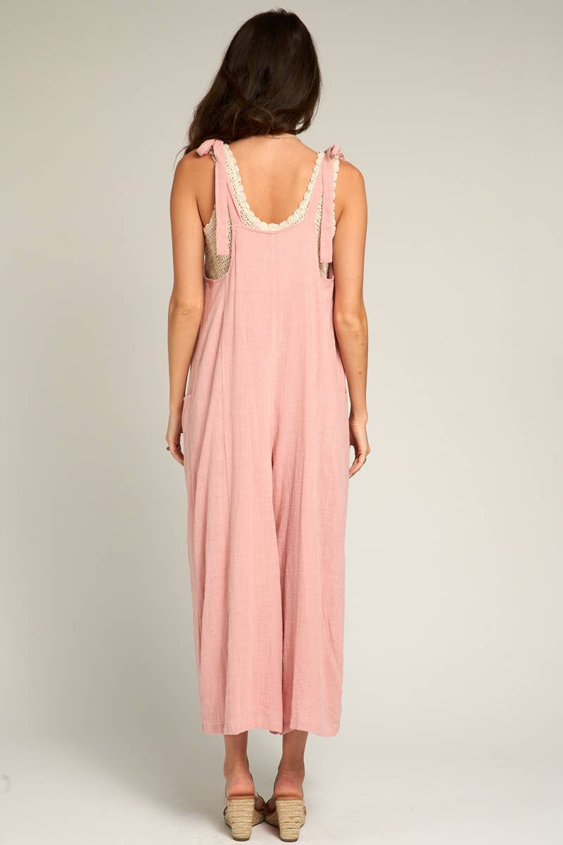 En Crème - Wholesale Jumpsuit - Women's - Ruched Neck Shoulder Tie Loose Fit Jumpsuit30