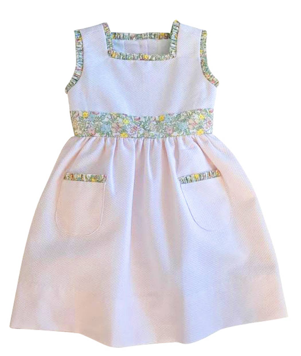 Marco and Lizzy – wholesale Dress – Kids – Girl's "Spring Again" Floral Pink Pique Dress0