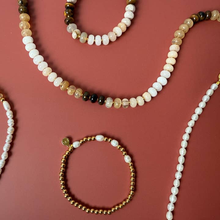 ETHICGOODS - Wholesale Beaded Bracelet - Morse Code Pearl & Gold Waterproof Beaded Bracelet | LOVE4