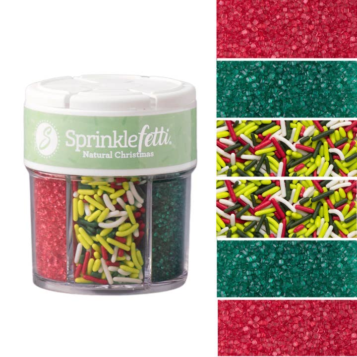 Natural Holiday Sprinkle Jar - 6 Cell for wholesale by Sweets Indeed