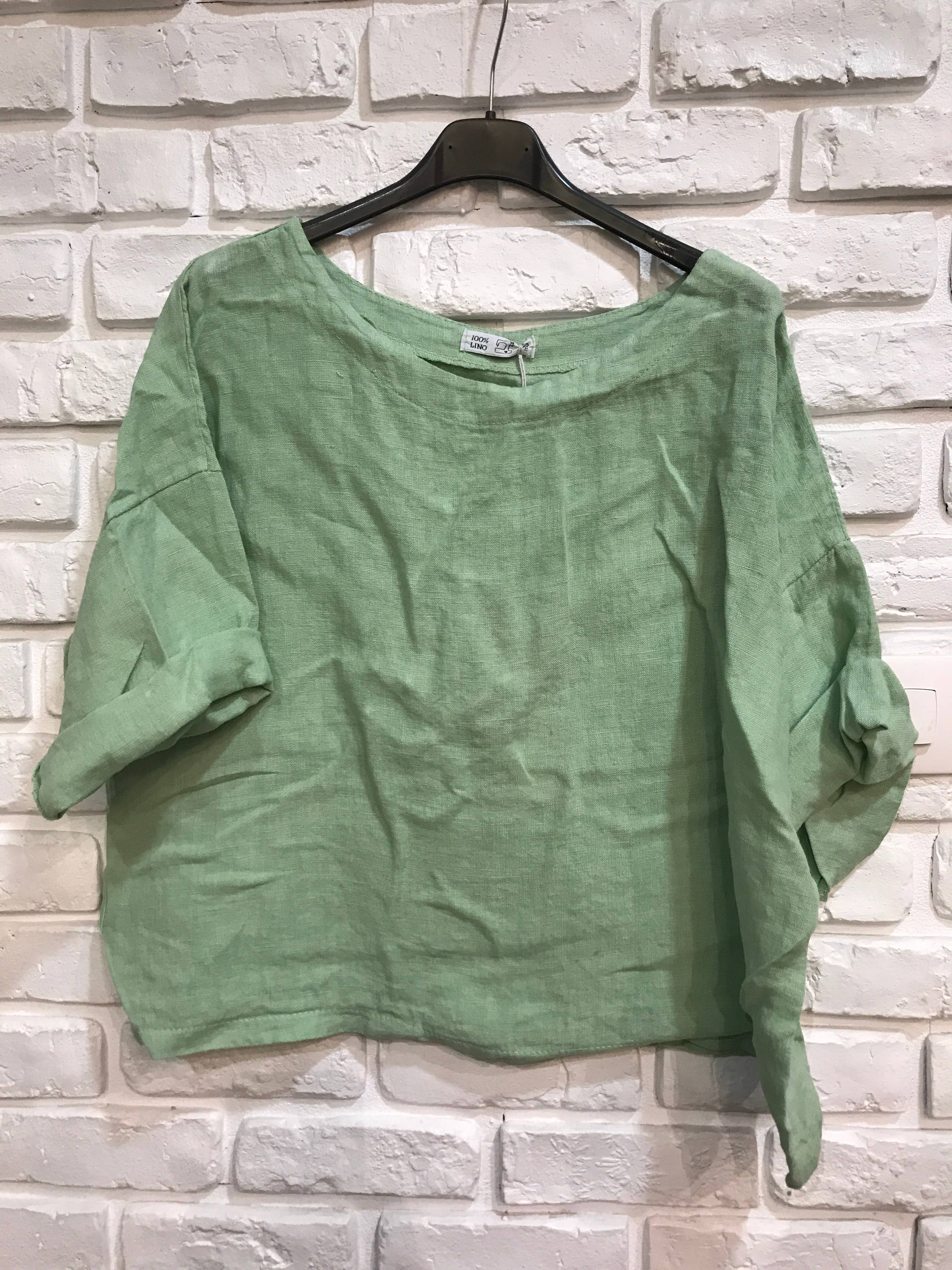 la maison des fibres naturelles - Wholesale Blouse - Women's - Round neck linen top 659005 100% linen38