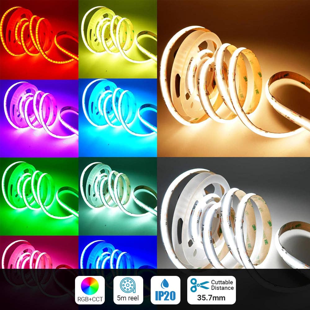 ENER-J – wholesale String lights – 24V RGB+CCT COB LED Strip 5m with Power Supply & Remote1