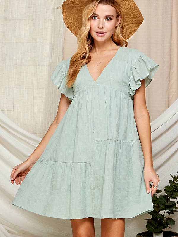 Outdoor Baby Doll Dress with Surplice Neckline 5150IMD for wholesale by Twentyten