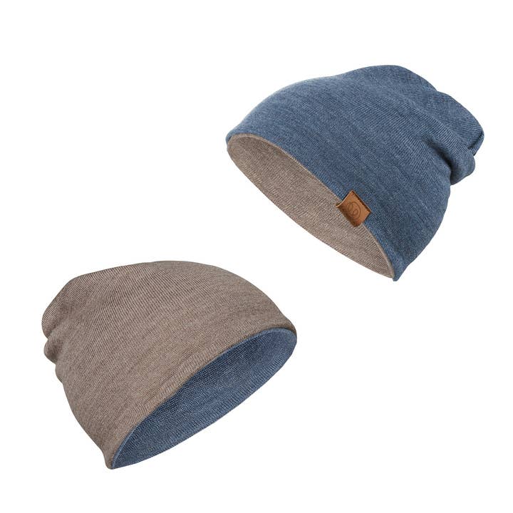 Merino reversible hat - taupe-jeans for wholesale by MAYLILY