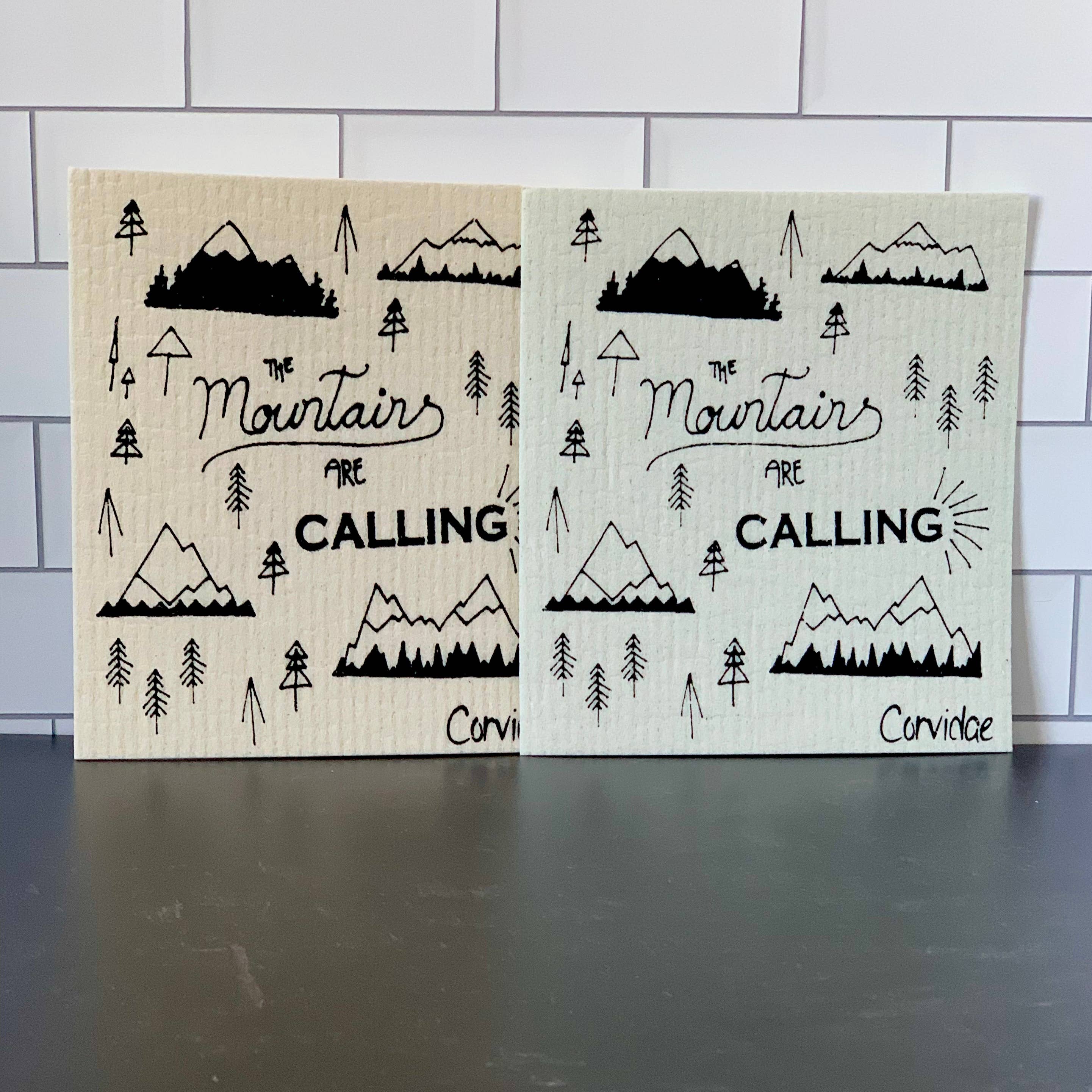 Corvidae drawings & designs - Wholesale Dishcloth - Mountains are Calling Swedish Dishcloth1