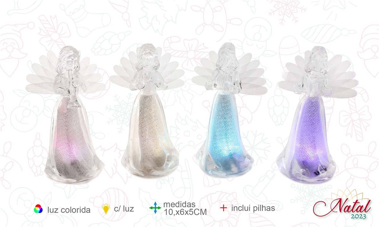 Esoterica Arte - Vente Figurine décorative - Fibre optique colorée Anjo 10x6x5cm (12 pièces)0