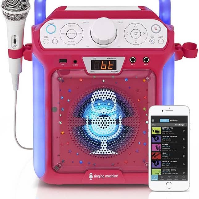 My Wholesale Warehouse - Wholesale Speakers - Singing Machine SML682BTP Bluetooth and CD Karaoke Machine with LED Lights and Microphone