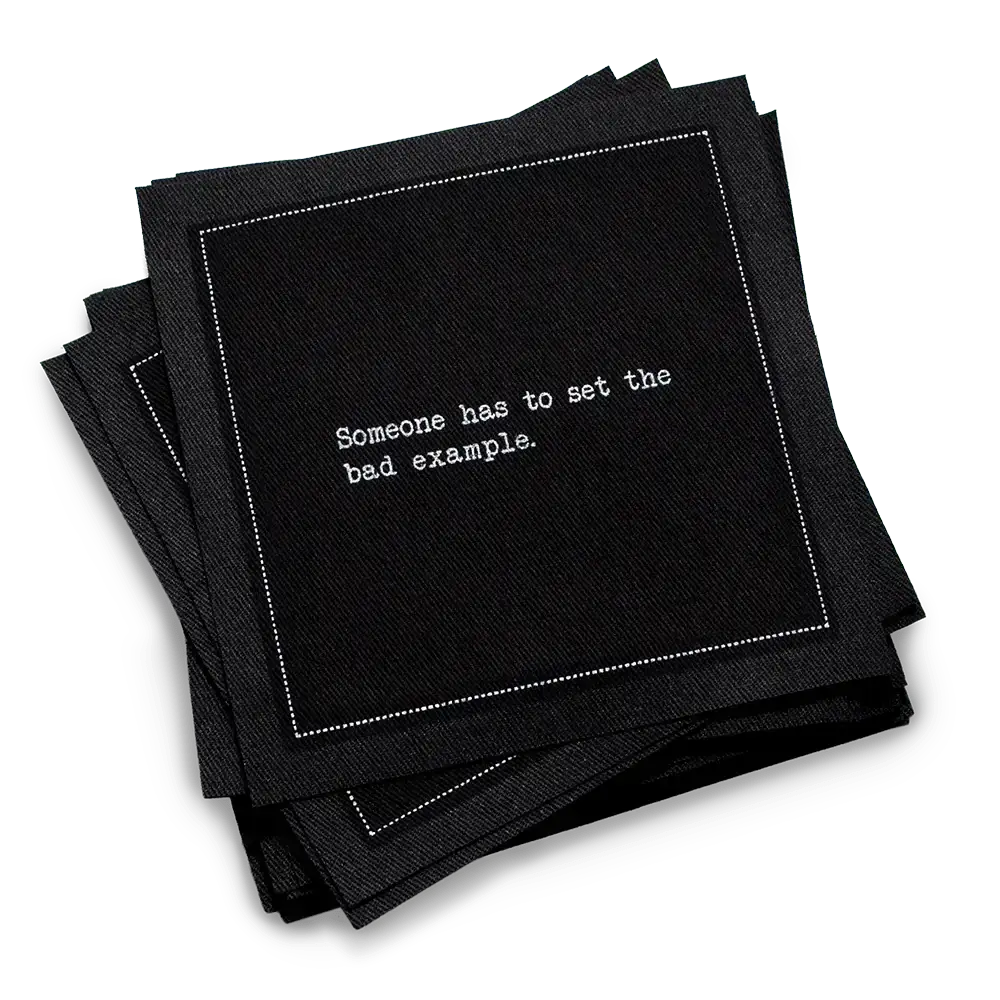 Five Star Napkins Inc. - Vendita all'ingrosso Tovagliolo monouso - Citazioni Sovversive - Tovaglioli da Cocktail in Cotone Nero 50x0