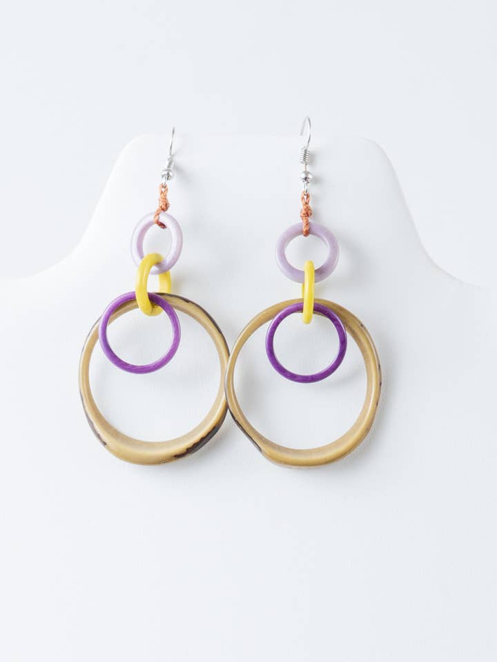 Mona Drop und Dangle Circle Statement Tagua Ohrringe für den Großhandel von TaguArtsy