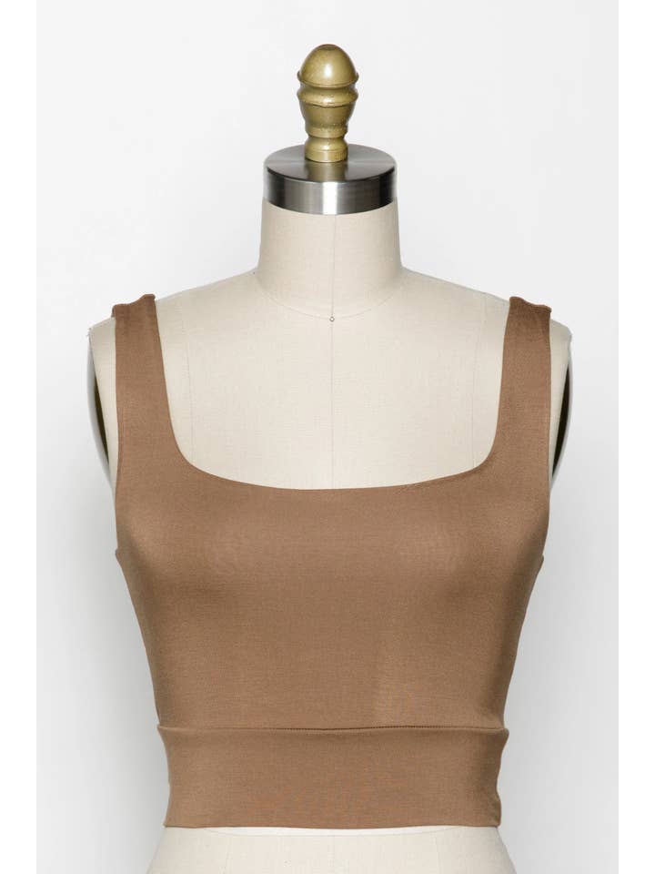 Final Touch - Wholesale Knit Top - Women's - Square Neck Fitted Crop Top - T1685937