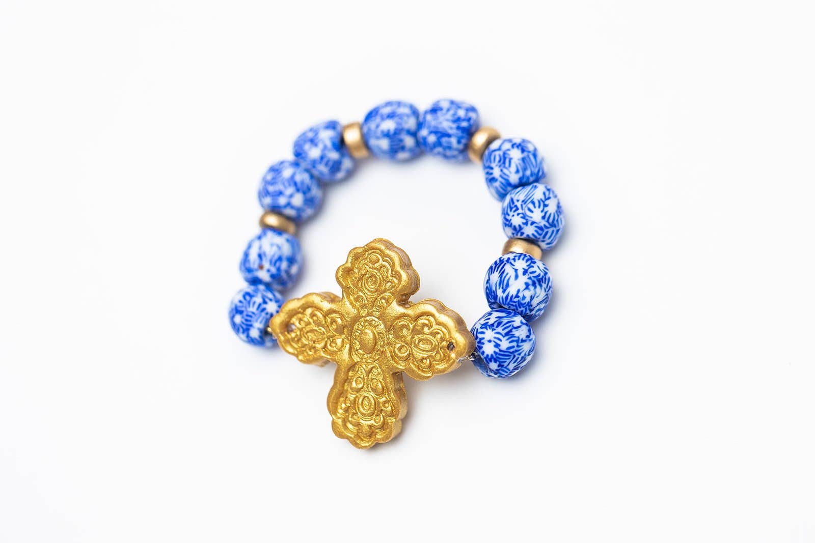 Hidden Truth Jewelry - Wholesale Beaded Bracelet - Blue & White African Glass with Susie Cross4