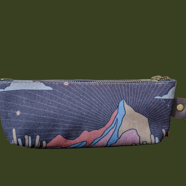 Way Out West | Estojo para lápis em lona impresso à mão por atacado de In Blue Handmade