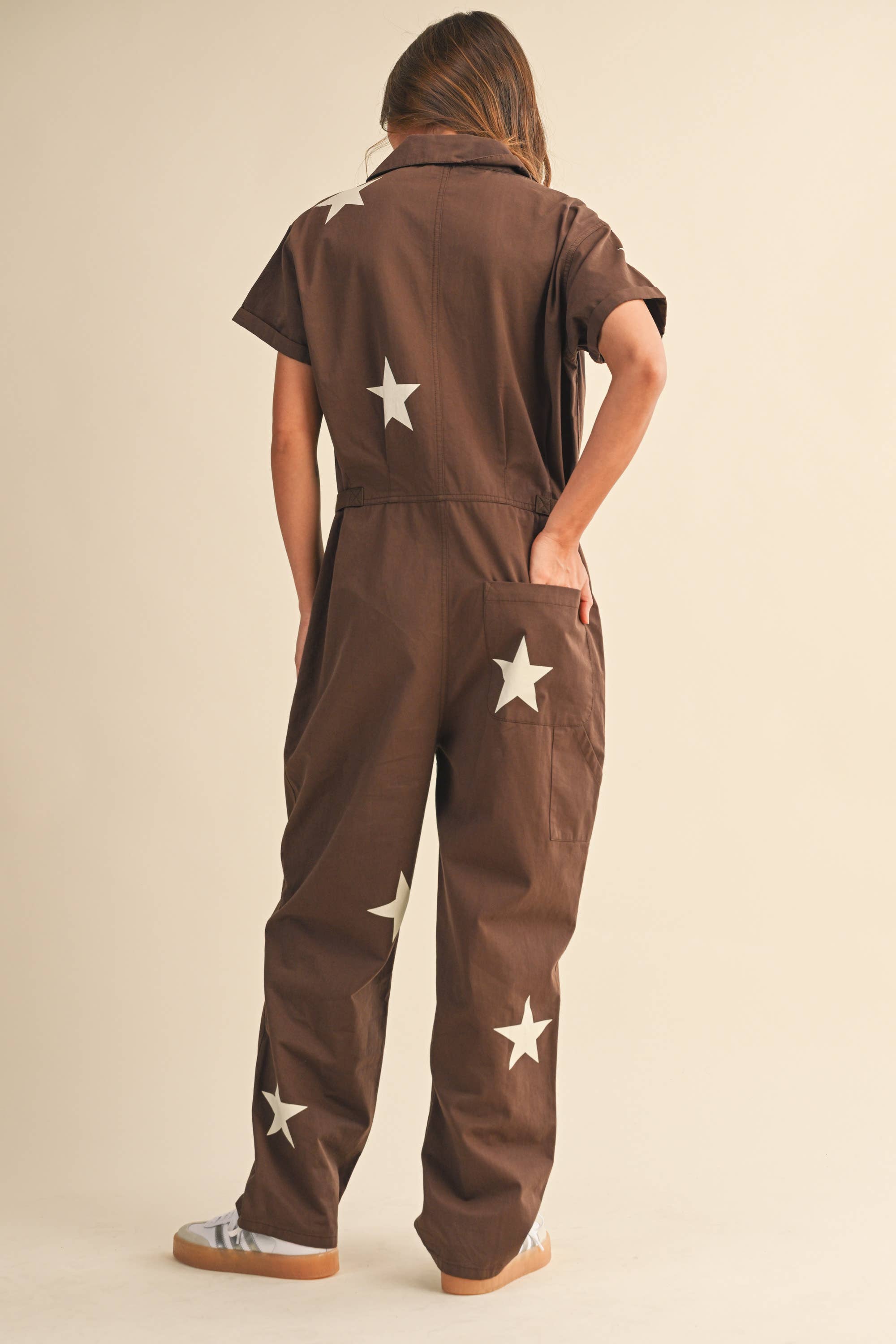 Klesis - Wholesale Jumpsuit - Women's - IJP3204 CONTRAST STAR PRINTED SHORT SLEEVE JUMPSUIT5