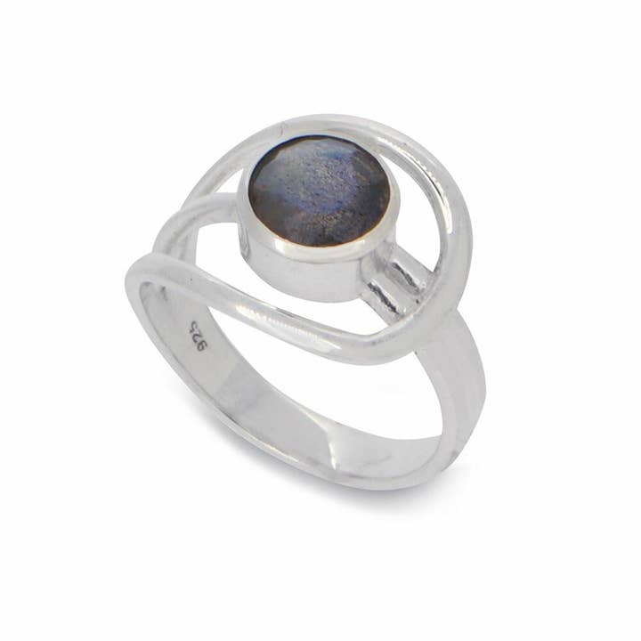 Culture Spot - Wholesale Single Stone/Solitaire Ring - Shimmering Labradorite Sterling Silver Loop Ring